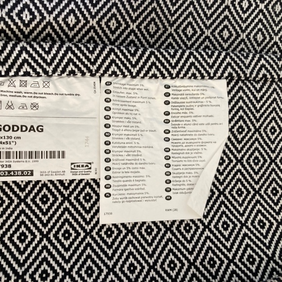 IKEA Goddag Table Runner 100% Cotton Black White Geometric 14x51 MCM Style - Picture 2 of 11